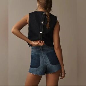 Anthropologie Pilcro Mid Rise Micro Cutoff Denim Shorts SZ 29